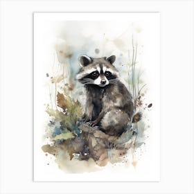 A Forest Raccoon Watercolour Illustration Storybook 4 Art Print