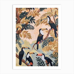 Toucans Pastels Jungle Illustration 1 Art Print