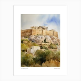 The Acropolis, Athens 3 Watercolour Travel Poster Art Print