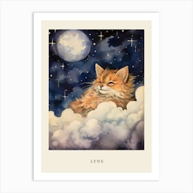 Baby Lynx 2 Sleeping In The Clouds Nursery Poster Art Print