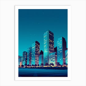 Cityscape At Night Art Print