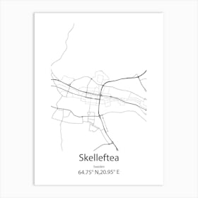 Skelleftea,Sweden Minimalist Map Art Print