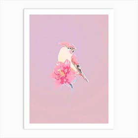 Pink Bird On Pink Flower Art Print