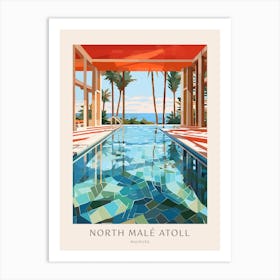 North Malé Atoll Maldives Midcentury Modern Pool Poster Art Print