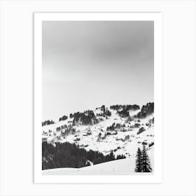 Engelberg, Switzerland Black And White Skiing Poster Art Print