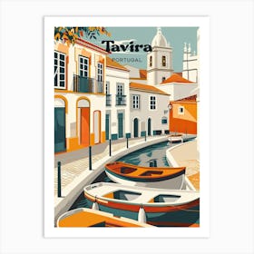 Tavira Portugal Vintage Travel Illustration Art Print