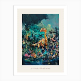 Dinosaur Ancient Ruins Painting 2 Poster Art Print