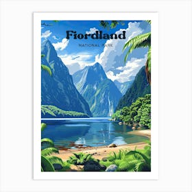 Fiordland National Park New Zealand Digital Travel Art Art Print