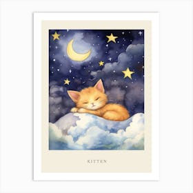 Baby Kitten 4 Sleeping In The Clouds Nursery Poster Art Print