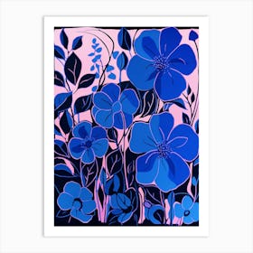 Blue Flower Illustration Bougainvillea 4 Art Print