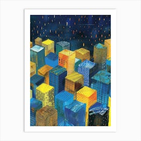 Cityscape At Night 3 Art Print