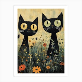 Cats In The Meadow 5 Art Print