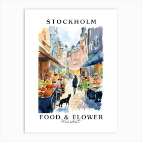 Food Market With Cats In Stockholm 4 Poster Art Print