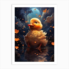 Duckling In The Moonlight Art Print