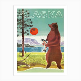 Alaska Bear Retro Vintage Travel Poster Art Print