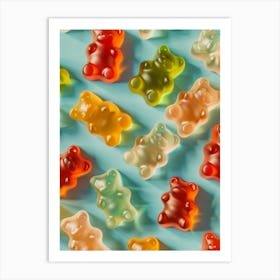Retro Gummy Bears Candy Sweets Pattern 2 Art Print
