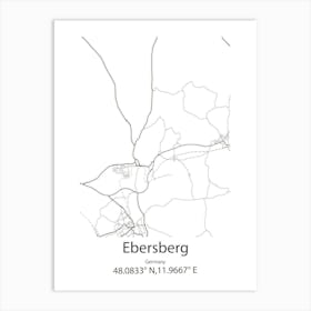 Ebersberg,Germany Minimalist Map Art Print