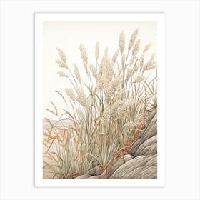Fujibakama Japanese Silver Grass 3 Vintage Japanese Botanical Art Print