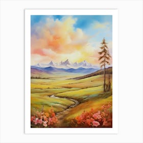 Sunset In The Mountains 4 Art Print