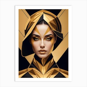 Geometric Woman Portrait Luxury Gold (9) Art Print