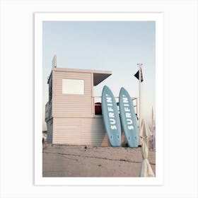 California Surfin' Beach Cabin Surfboards Art Print