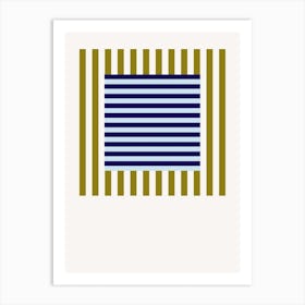 Stripes Pattern Poster Green & Blue Art Print