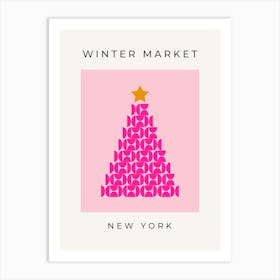 Winter Market | 09 - Pink Christmas Tree Art Print