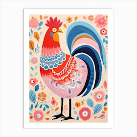 Pink Scandi Chicken 4 Art Print