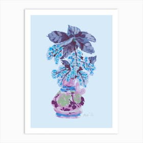 Blooming Vase In Blue Art Print