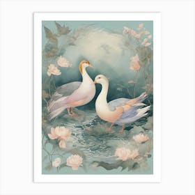 Two Ducks In The Water Art Print