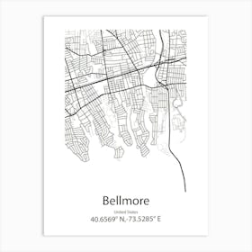 Bellmore,United States Minimalist Map 1 Póster