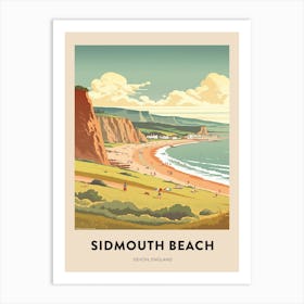 Devon Vintage Travel Poster Sidmouth Beach 3 Art Print