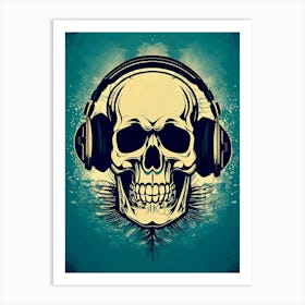 Skull With Headphones 109 Art Print