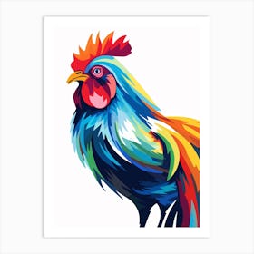 Colourful Geometric Bird Rooster 2 Art Print