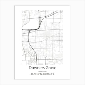 Downers Grove,United States Minimalist Map Art Print