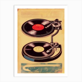 Record Turntable Vintage Scratched Retro 70s 1 Art Print
