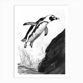 King Penguin Diving Into The Water 2 Art Print