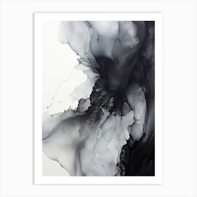 White And Black Flow Asbtract Painting 0 Art Print