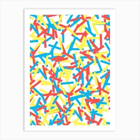 Confetti Party Red Yellow Blue Art Print
