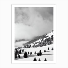 Solda, Italy Black And White Skiing Poster Art Print