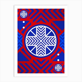 Geometric Abstract Glyph in White on Red and Blue Array n.0007 Art Print