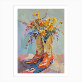 Cowboy Boots And Wildflowers Jacobs Ladder Art Print