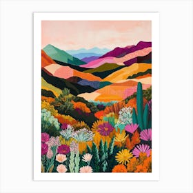 Colorful Landscape With Mountain and Flowers 9 Art Print