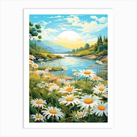 Daisy Wildflower At The River Bank (1) Art Print