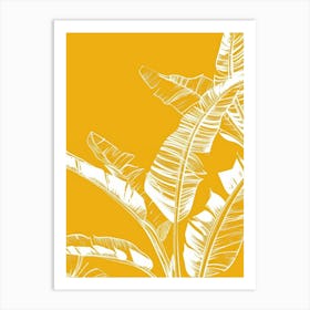 Banana Leaves On Yellow Background 1 Art Print