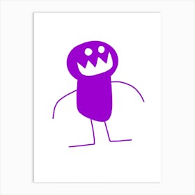 Kids Art Purple Mascot Monster Art Print