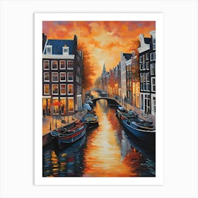 Sunset In Amsterdam Art Print