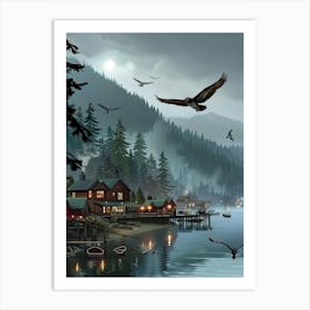 Eagle At Night Art Print