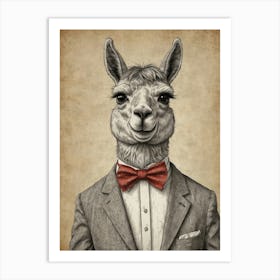 Llama In A Suit Art Print