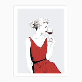 Woman Drinking Wine 1 Art Print